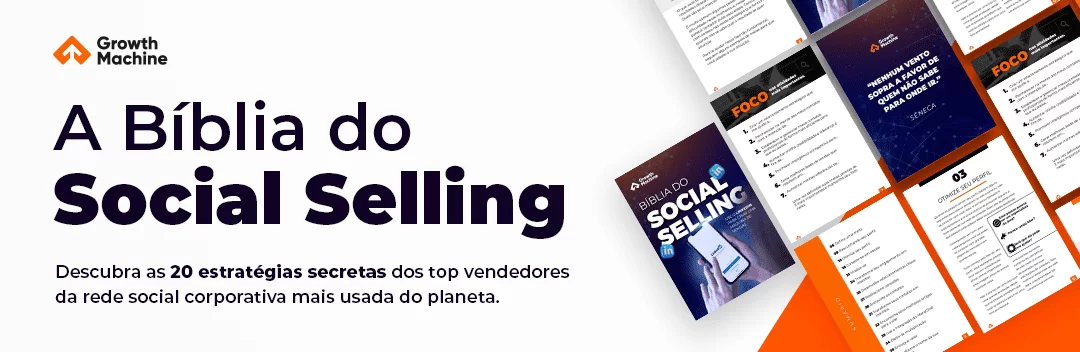 banner para o ebbok A Bíblia do Social Selling com mais de 20 estratégias para gerar mais oportunidades usando o seu LinkedIn.